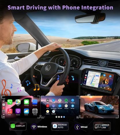 URVOLAX DAB+ Autoradio UR95C, 9 Zoll Doppel-DIN für VW, Skoda, Seat