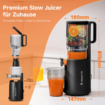 AOBOSI Entsafter Slow Juicer - 135MM XXL Einfüllöffnung