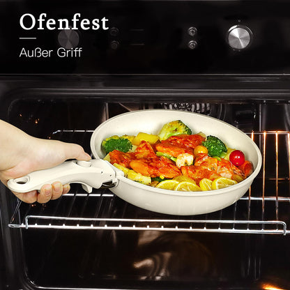 GiPP Pfannenset 15-tlg. mit Abnehmbarem Griff, Keramik-Antihaft