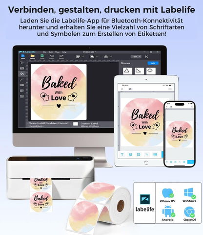 Phomemo 241BT Etikettendrucker, Bluetooth-Thermodrucker 4x6