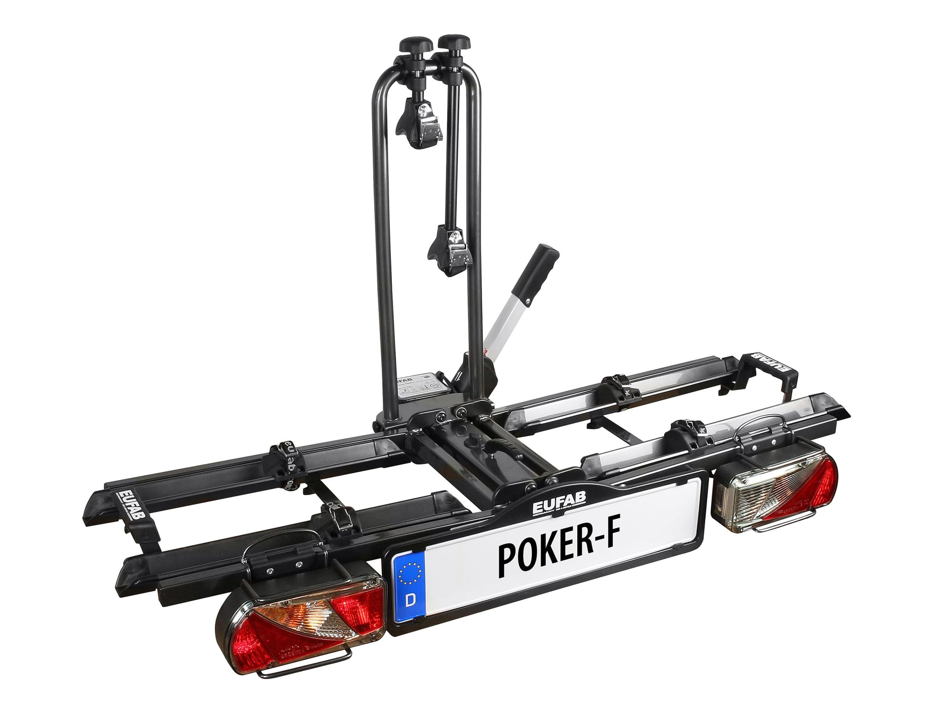 EUFAB 12010LAS POKER-F Fahrradträger - 2 E-Bikes Schwarz. Schwarzer Heckträger für den Transport von 2 E-Bikes.