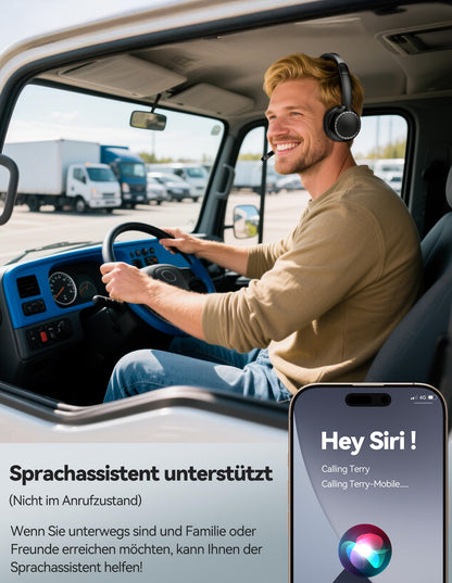 TECKNET Bluetooth Headset mit Mikrofon, AI Noise Cancelling, TK-HS016