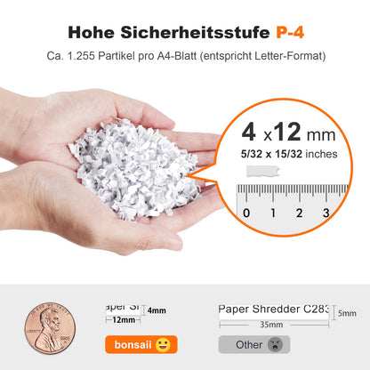 Bonsaii C283 Aktenvernichter – 200 Blatt Auto-Einzug P-4 Mikroschnitt