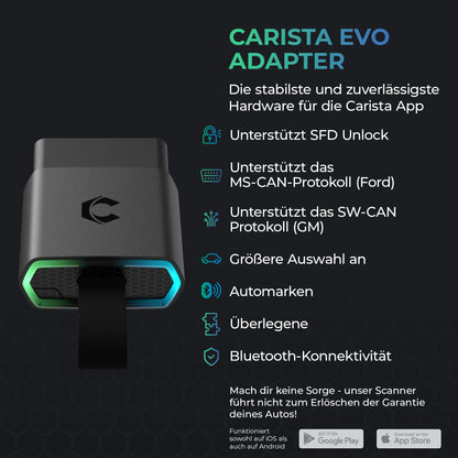 Carista EVO Bluetooth OBD2 Diagnose Adapter für Fahrzeuge