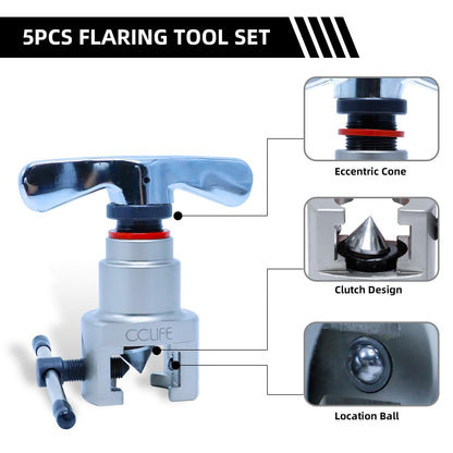 CCLIFE Taumelbördelgerät Metrisch Zöllig mit Rohrabschneider 5-19mm