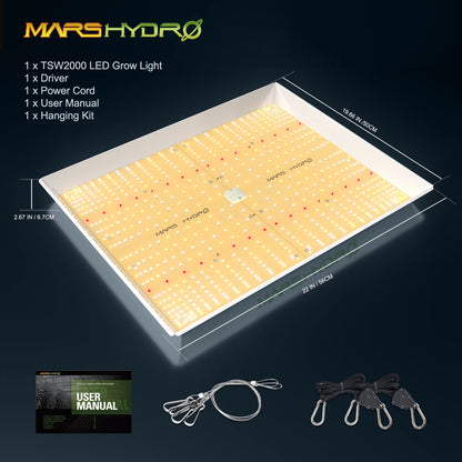 MARS HYDRO TSW2000 LED Grow Lampe – Sunlike Dimmbar Vollspektrum