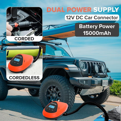 Tonsim Elektrische SUP Pumpe, 20 PSI Akku Luftpumpe mit LCD-Anzeige