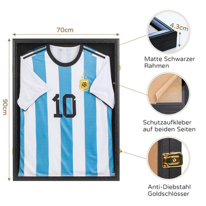 Walasis Trikotrahmen 70x90 XL Trikots 3D Objektrahmen – Schwarz