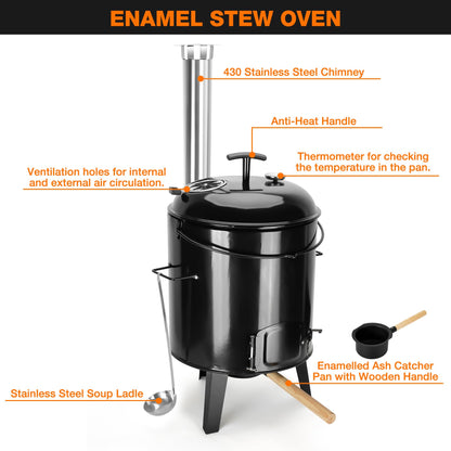 onlyfire Gulaschkanone mit Grillfunktion 14L emailliert