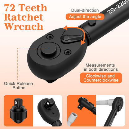 NADOKHI Drehmomentschlüssel Set 3-tlg - 1/4" 3/8" 1/2" Zoll