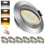 zexhy LED Einbaustrahler dimmbar schwenkbar IP44 230V 5W 6er Set, runder Deckenspot mit Edelstahlrahmen