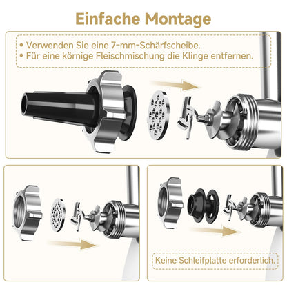 AMZCHEF Elektrischer Fleischwolf Wurstmaschine - inkl. 3 Lochscheiben