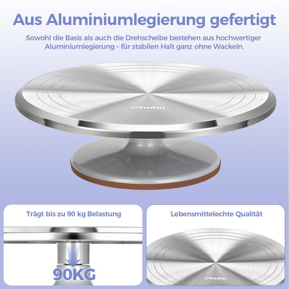 Ohuhu Drehteller Torte 30 cm, drehbare Tortenplatte aus Aluminium