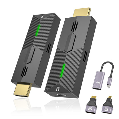 Wireless HDMI Extender Funkübertragung Set 1080P 2.4G/5G. Schwarz, rechteckig. Überträgt HDMI-Signale kabellos in Full HD für Beamer oder TV.