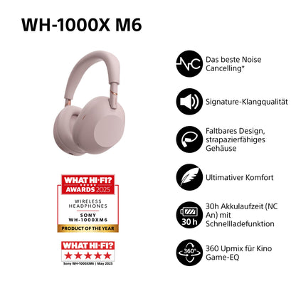 Sony WH-1000XM6 kabellose Noise-Cancelling-Kopfhörer Sand Pink