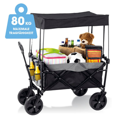 EASYmaxx Faltbarer Bollerwagen Robust - Anthrazit-schwarz