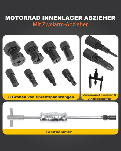 XSTARYE Innenlager Abzieher Set mit Gleithammer, 8 Spannzangen 8–32 mm