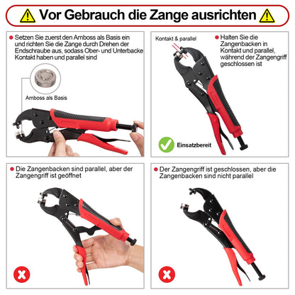 Spurtar Druckknopf-Set mit Zange, 3 Matrizen, 40 Sätze 15 mm