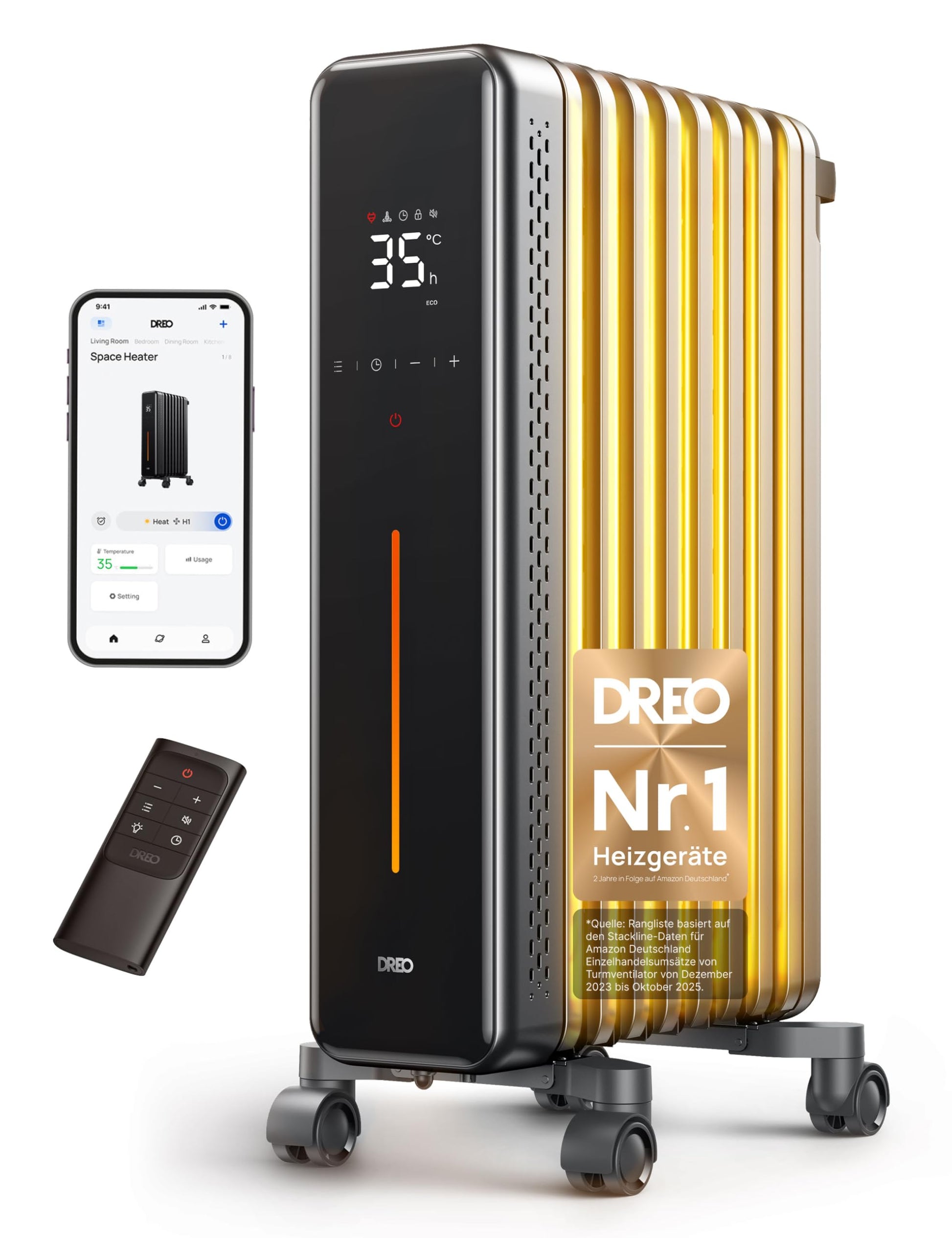Dreo Ölradiator OH521, 2000 W Elektroheizung mit Thermostat