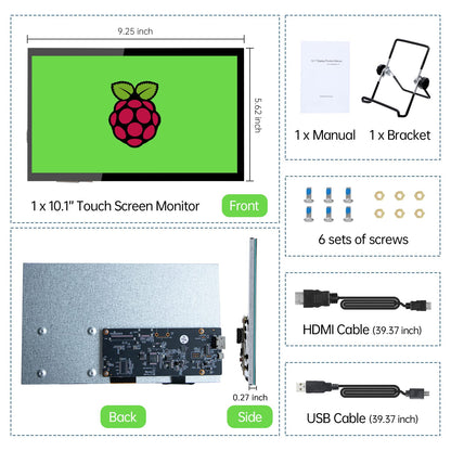 HAMTYSAN Raspberry Pi Touchscreen Monitor 10.1 Zoll 1024x600 IPS