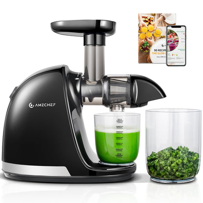 AMZCHEF Slow Juicer Saftpresse für Gemüse Obst - Mattschwarz