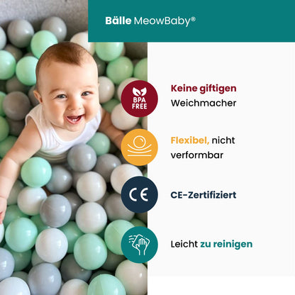 MEOWBABY Bällebad Baby Quadratisch - Hellrosa 90x90cm