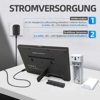 LFF Funk Wetterstation Innen Aussen mit Sensoren - Farbdisplay Atomuhr
