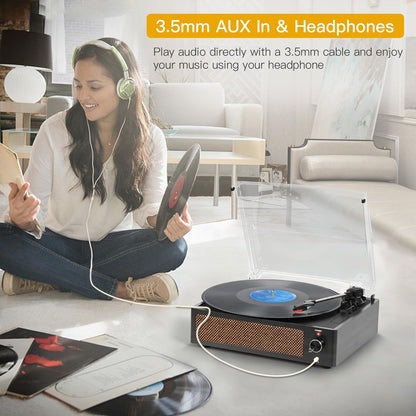 Trynnay Plattenspieler mit Lautsprecher, Bluetooth & Riemenantrieb