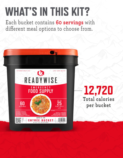 ReadyWise Notration 60 Portionen Gefriergetrocknet Grab & Go Eimer