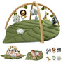 Blissful Diary Spielbogen Baby mit Blatt-Spieldecke und 6 Spielzeugen – grüne Blattform mit hängenden Tierspielzeugen