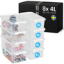 SmartStore Aufbewahrungsboxen aus Kunststoff, 4 l, 8er-Set, weiss, stapelbar mit Clipverschluss