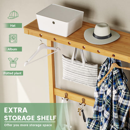 VIAGDO Garderobenständer mit Sitzbank Flurregal – Bambus