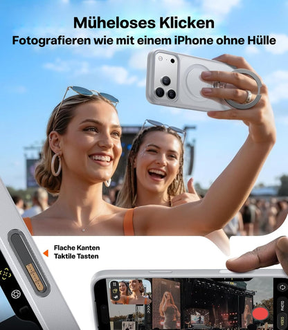 TORRAS Ostand Q3 Spin Hülle für iPhone 17 Pro mit Ständer, Silbergrau