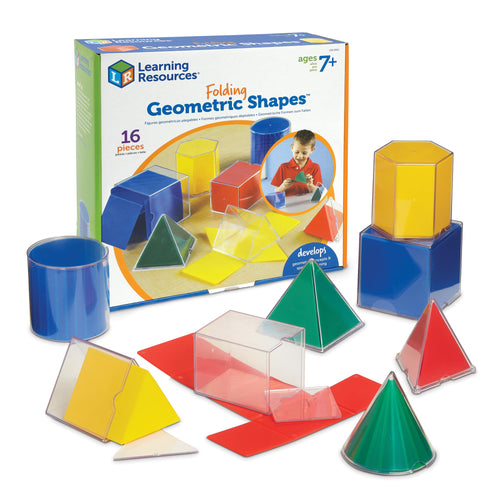 Learning Resources Faltbare geometrische Formen, 16-teiliges Lernspiel aus faltbaren 2D-Netzen und transparenten Körpern