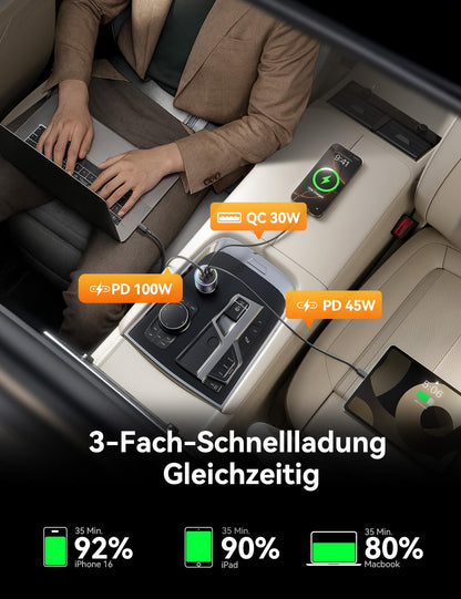 JOYROOM 175W Auto Ladegerät USB C, 3-Port Zigarettenanzünder Adapter