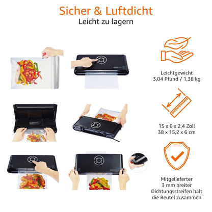 Amazon Basics Vakuumiergerät VS2320EU, 30 cm Naht, schwarz