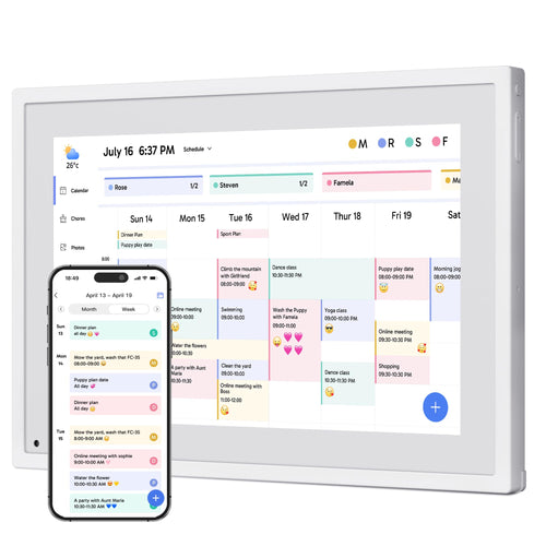 Dragon Touch 10,1 Zoll Digitaler Kalender Familienplaner - Weiss