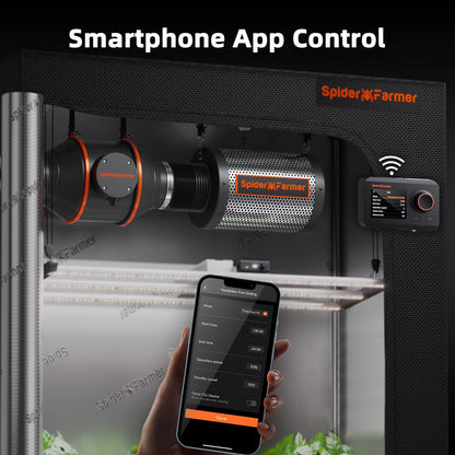 Spider Farmer Abluftset 100mm – GGS Controller WiFi, Aktivkohlefilter