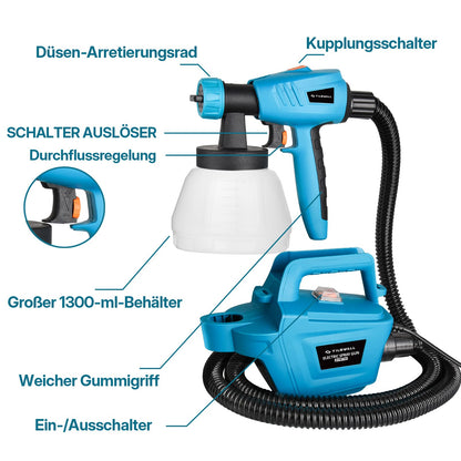 Tilswall 800W Farbsprühsystem, elektrische Lackierpistole mit 3 Düsen