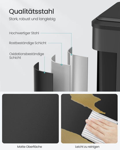SONGMICS LTB544B02 Mülltrennsystem Küche – 2x15L Tintenschwarz