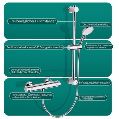 MORADO Duschsystem mit Thermostat Komplettset Chrom