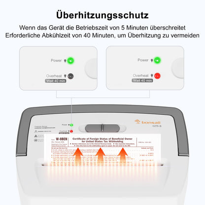 Bonsaii C275-B Aktenvernichter Mikroschnitt P4 – 10 Blatt