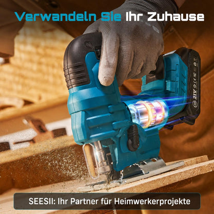 Seesii Akku-Stichsäge JS01 21V mit 2 Akkus und 9 Sägeblättern