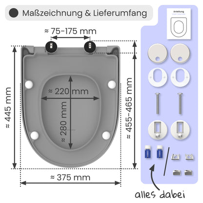 instmaier Alma WC-Sitz mit Absenkautomatik - Manhattan Grau D-Form