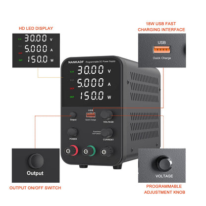 NANKADF Labornetzteil WPS305H, regelbares DC-Netzgerät 0-30 V / 0-5 A