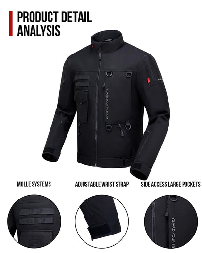 RIDEIRON Motorradjacke Herren Allwetter Schutz - Schwarz S