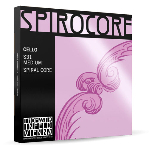 Thomastik Spirocore Cello Saiten - Satz 4/4 mittel Chrom. Saitensatz aus Chrom für Cello, erzeugt den Klang beim Spielen.