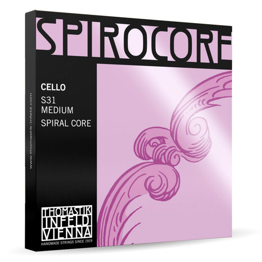Thomastik Spirocore Cello Saiten - Satz 4/4 mittel Chrom. Saitensatz aus Chrom für Cello, erzeugt den Klang beim Spielen.