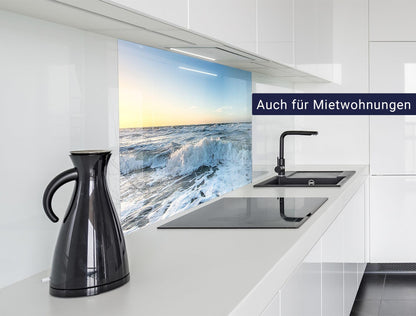 timalo Küchenrückwand Glasoptik Spritzschutz Acryl – Meer 120x60cm