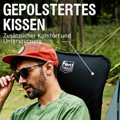 TIMBER RIDGE Klappstuhl Hochlehner Verstellbar Gepolstert - Schwarz